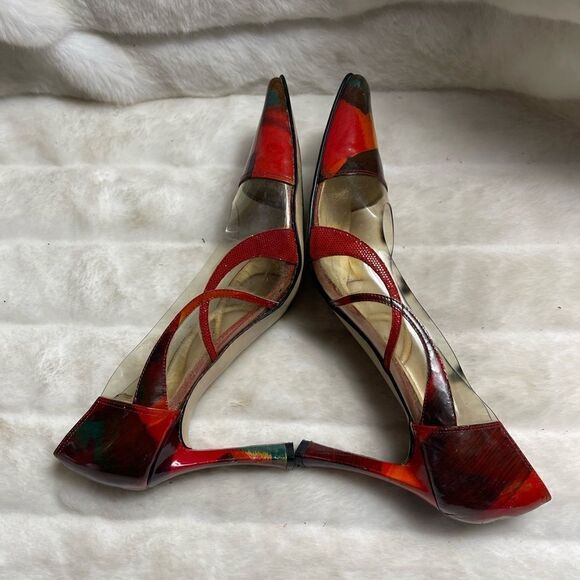 J Renée clear PVC and patent marble multi color slip on pumps size 12M - Picture 3 of 11